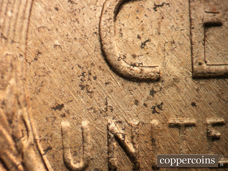 Die-stage B marker on 1952D•1MM•070 (1952 Repunched Mint Mark).