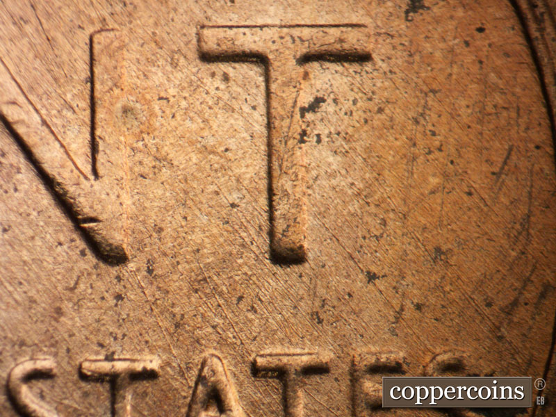 Die-stage B marker on 1952D•1MM•071 (1952 Repunched Mint Mark).