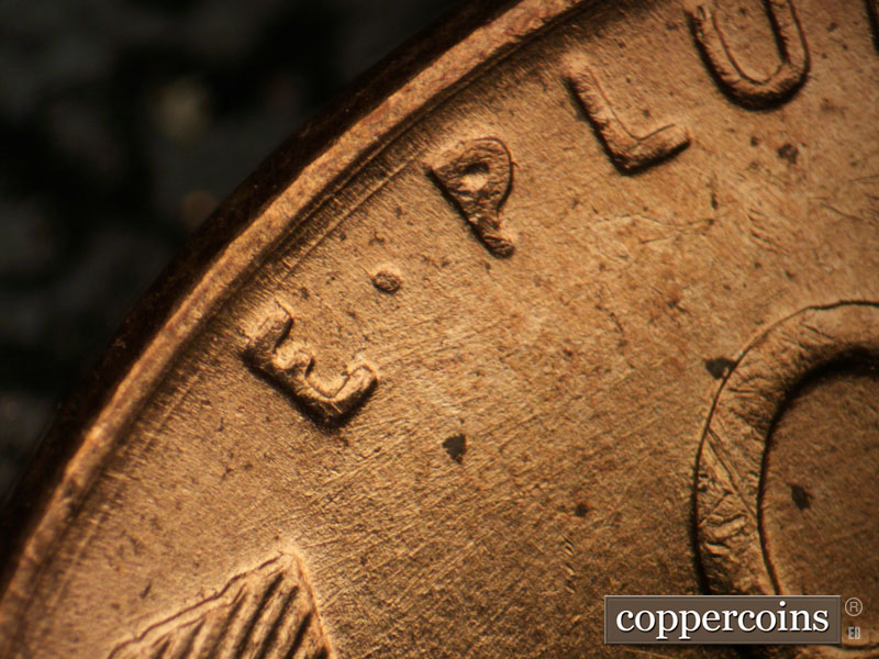Die-stage B marker on 1952D•1MM•072 (1952 Repunched Mint Mark).