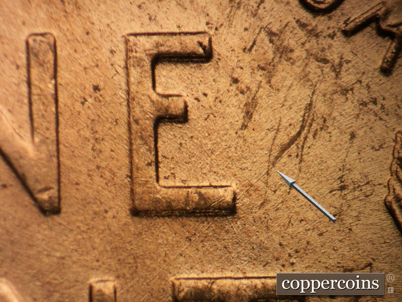 Die-stage B marker on 1952D•1MM•072 (1952 Repunched Mint Mark).