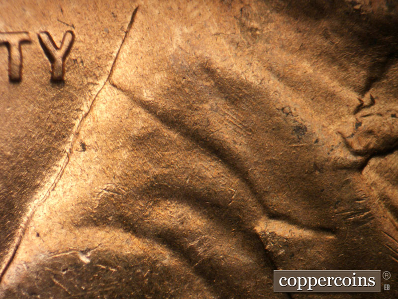 Die-stage B marker on 1952D•1MM•074 (1952 Repunched Mint Mark).