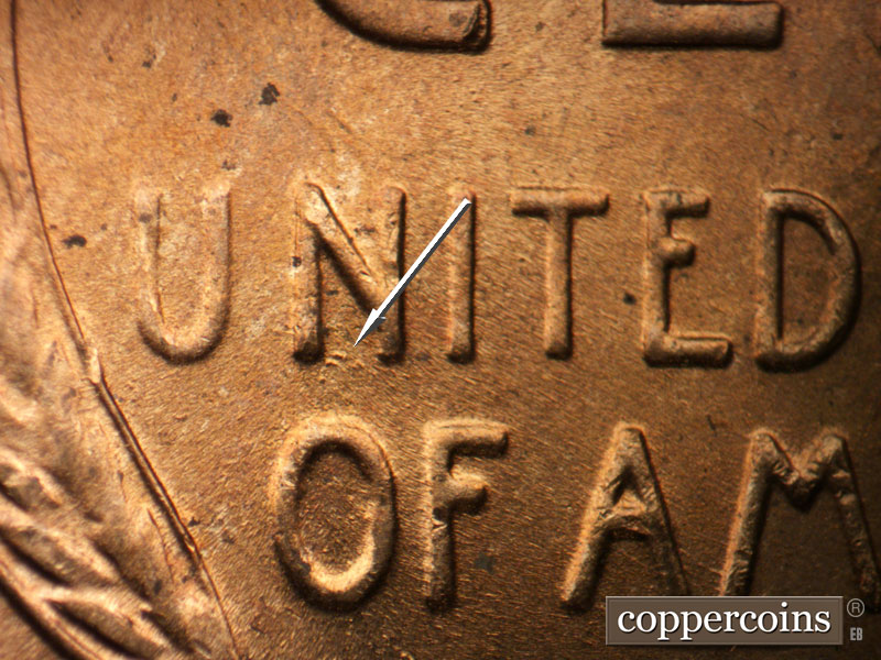 Die-stage B marker on 1952D•1MM•074 (1952 Repunched Mint Mark).
