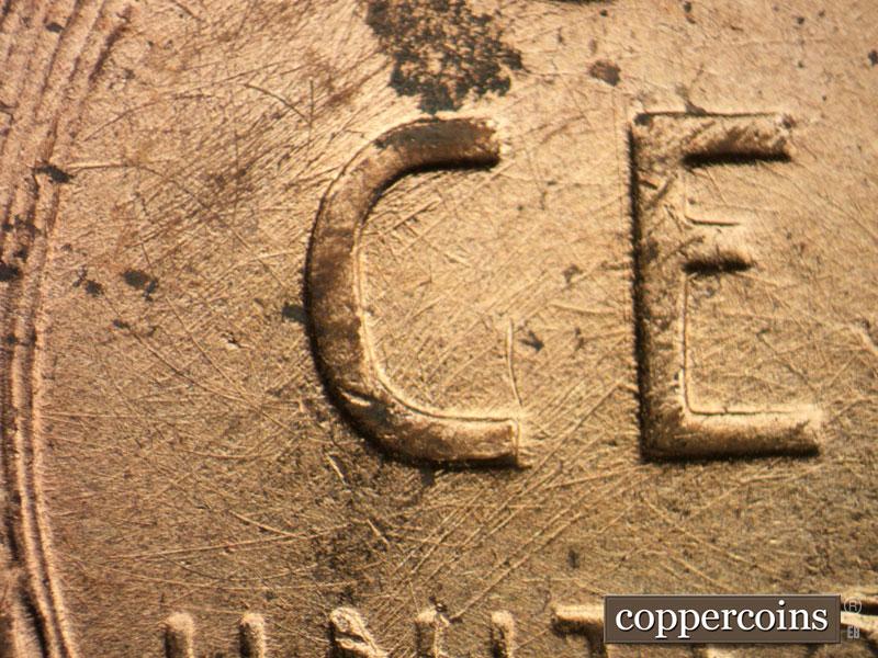 Die-stage B marker on 1952D•1MM•080 (1952 Repunched Mint Mark).