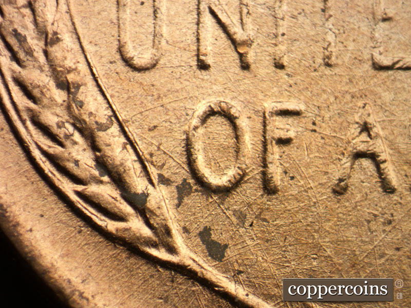 Die-stage B marker on 1952D•1MM•080 (1952 Repunched Mint Mark).