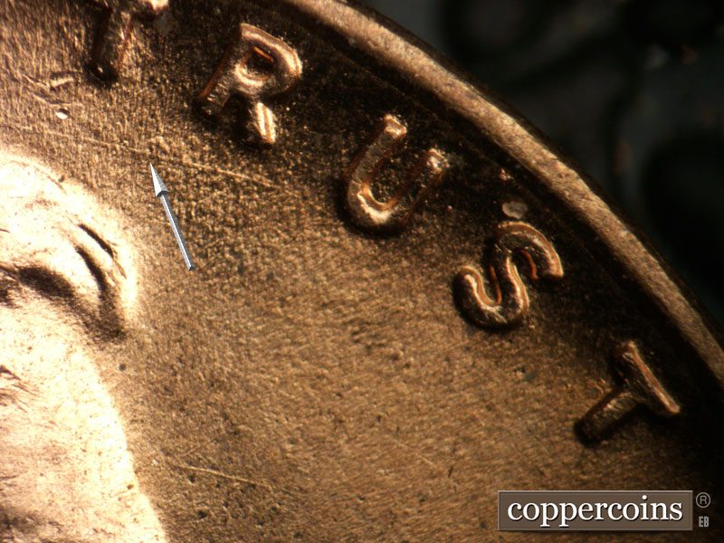 Die-stage B marker on 1952D•1MM•081 (1952 Repunched Mint Mark).