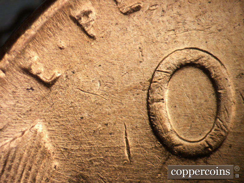 Die-stage B marker on 1952D•1MM•081 (1952 Repunched Mint Mark).