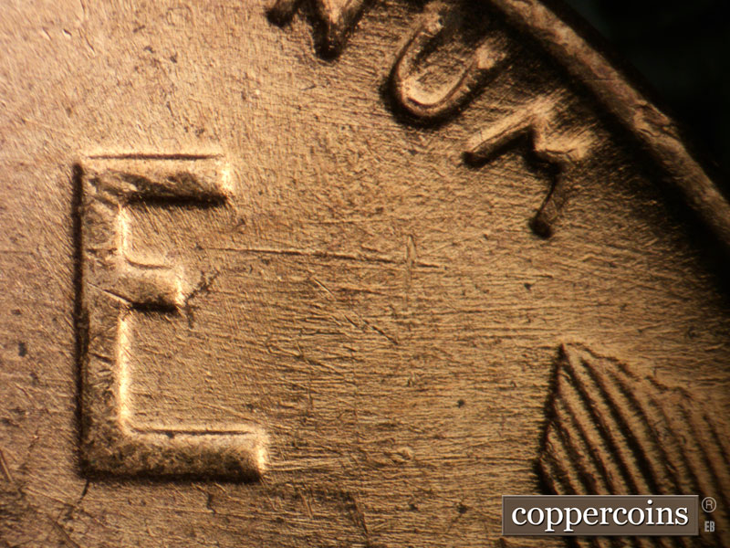 Die-stage B marker on 1952D•1MM•081 (1952 Repunched Mint Mark).