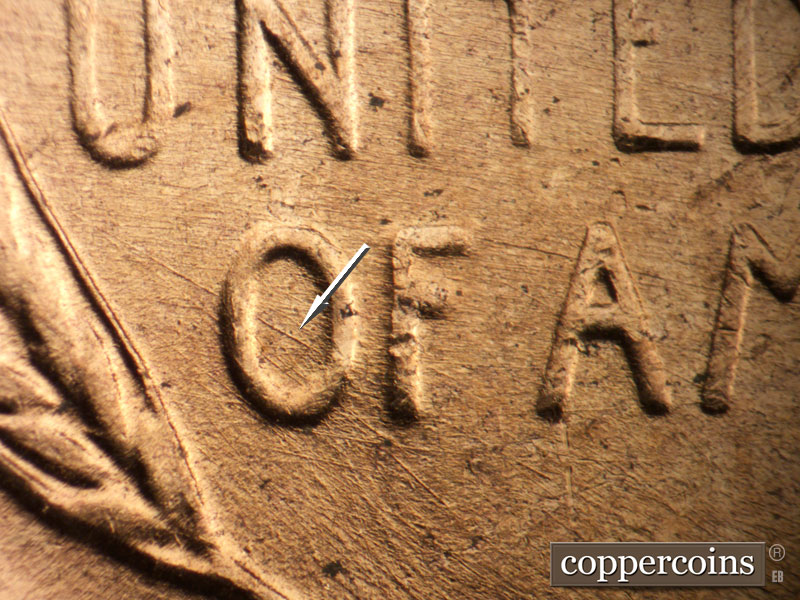 Die-stage B marker on 1952D•1MM•081 (1952 Repunched Mint Mark).