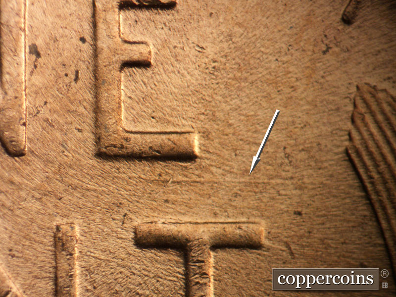 Die-stage B marker on 1952D•1MM•082 (1952 Repunched Mint Mark).