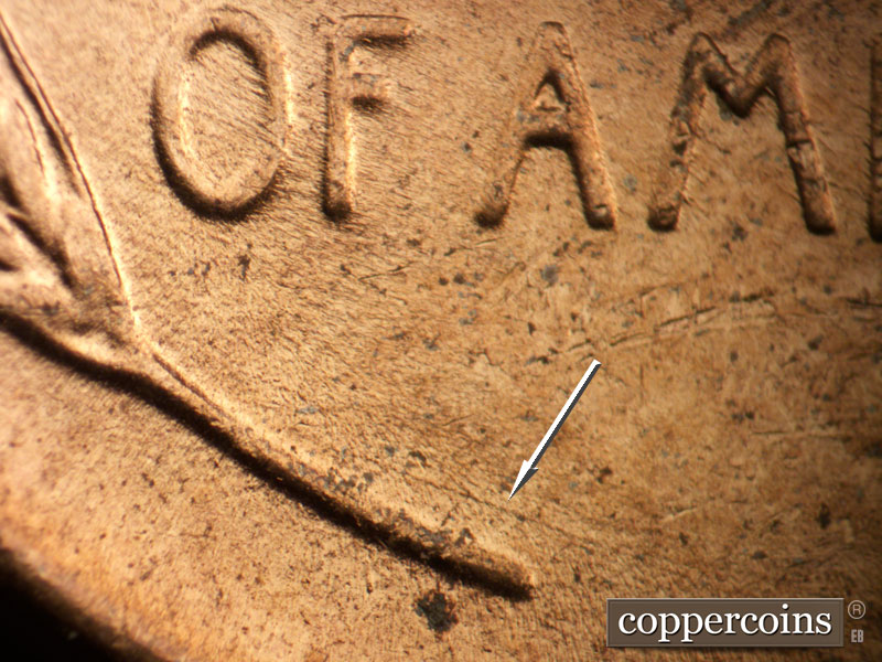 Die-stage B marker on 1952D•1MM•082 (1952 Repunched Mint Mark).