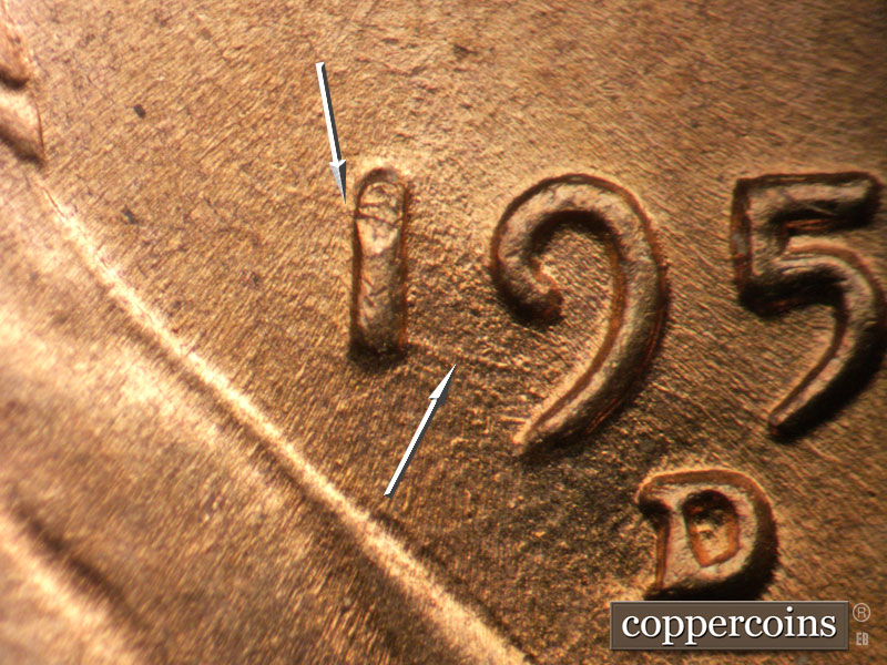 Die-stage B marker on 1952D•1MM•083 (1952 Repunched Mint Mark).
