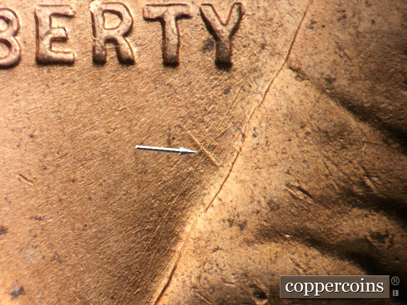 Die-stage B marker on 1952D•1MM•084 (1952 Repunched Mint Mark).