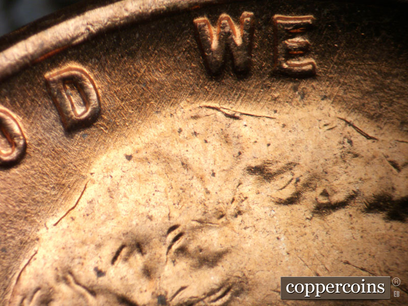 Die-stage B marker on 1952D•1MM•084 (1952 Repunched Mint Mark).