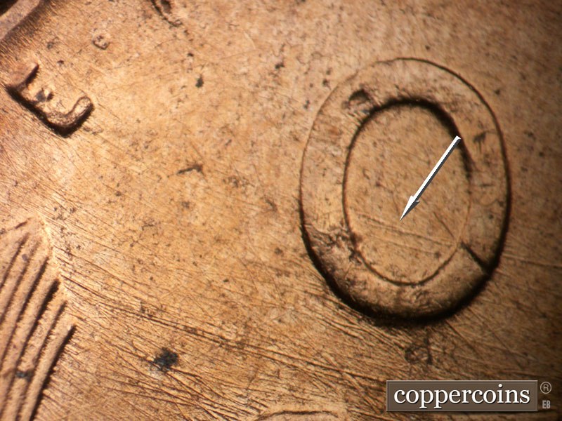 Die-stage B marker on 1952D•1MM•084 (1952 Repunched Mint Mark).