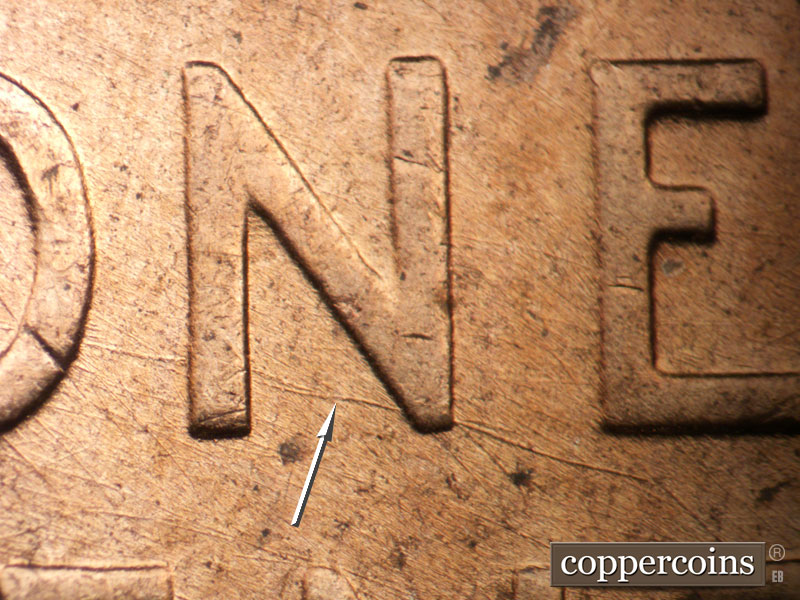 Die-stage B marker on 1952D•1MM•084 (1952 Repunched Mint Mark).