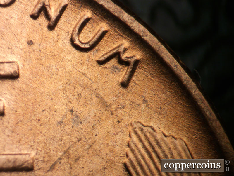 Die-stage B marker on 1952D•1MM•084 (1952 Repunched Mint Mark).