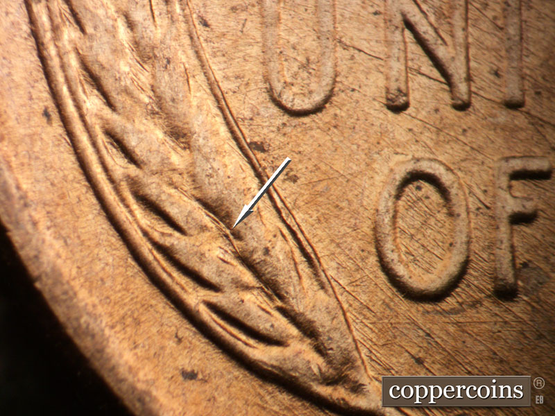 Die-stage B marker on 1952D•1MM•084 (1952 Repunched Mint Mark).