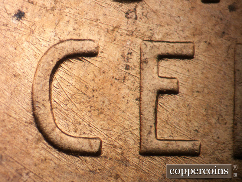 Die-stage B marker on 1952D•1MM•084 (1952 Repunched Mint Mark).