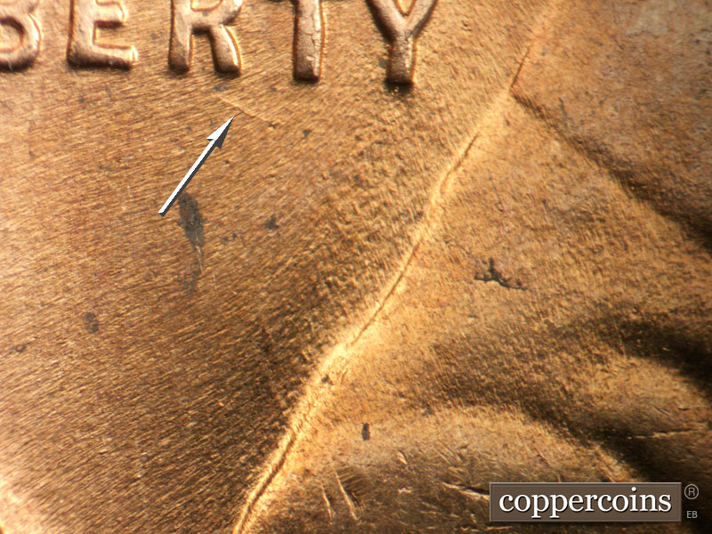 Die-stage B marker on 1952D•1MM•090 (1952 Repunched Mint Mark).