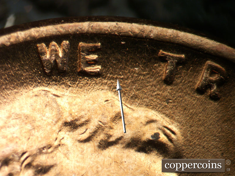 Die-stage B marker on 1952D•1MM•090 (1952 Repunched Mint Mark).