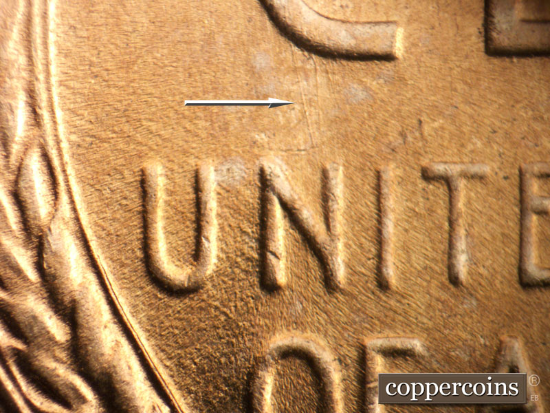 Die-stage B marker on 1952D•1MM•090 (1952 Repunched Mint Mark).