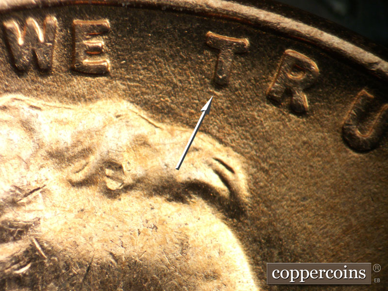 Die-stage B marker on 1952D•1MM•096 (1952 Repunched Mint Mark).