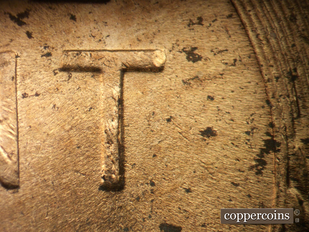 Die-stage C marker on 1952D•1MM•099 showing Die chipping on T in CENT.