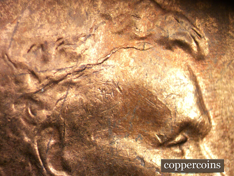 Die-stage C marker on 1952P•1DO•001 (1952 Doubled Die Obverse).