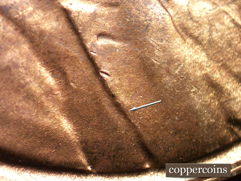 Die-stage C marker on 1952P•1DO•001 (1952 Doubled Die Obverse).