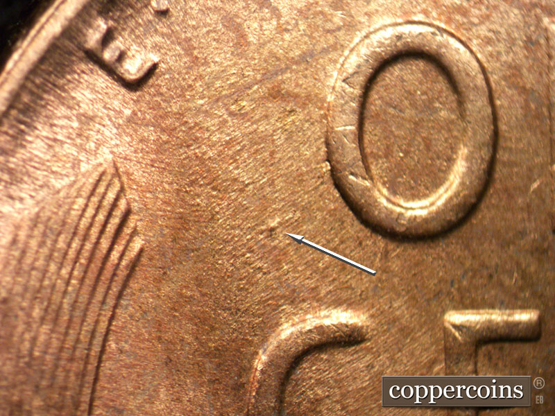 Die-stage C marker on 1952P•1DO•001 (1952 Doubled Die Obverse).