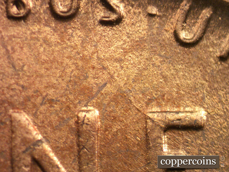 Die-stage C marker on 1952P•1DO•001 (1952 Doubled Die Obverse).