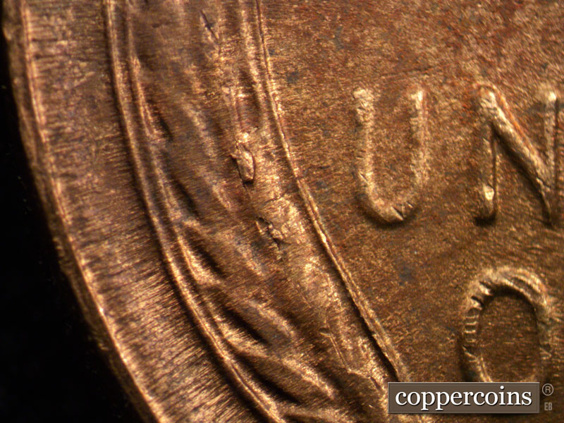 Die-stage C marker on 1952P•1DO•001 (1952 Doubled Die Obverse).