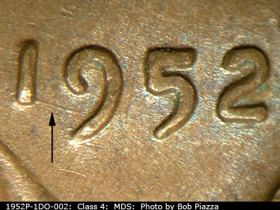 1952 Lincoln cent obverse, CopperCoins die 1952P•1DO•002.