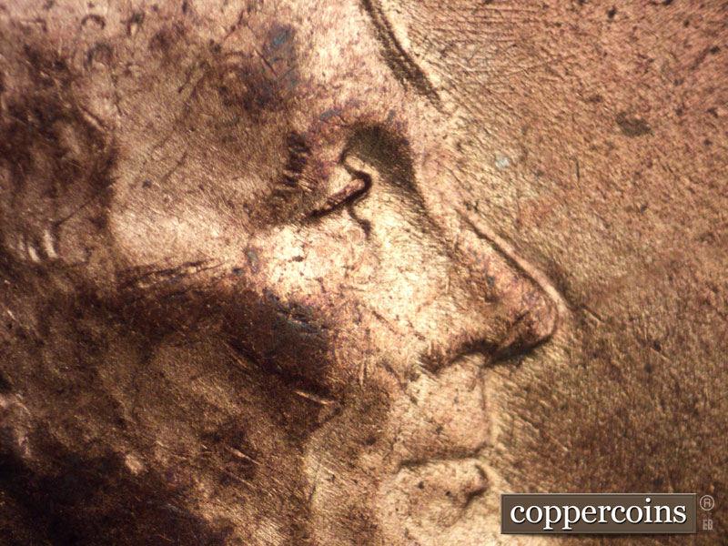 1952 Lincoln cent obverse, CopperCoins die 1952P•1DO•003.