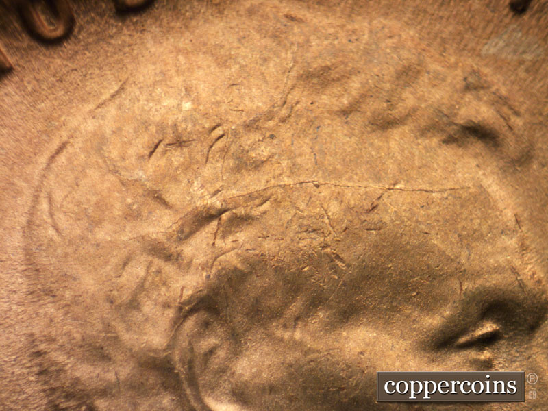 Die-stage C marker on 1952S•1MM•002 (1952 Repunched Mint Mark).