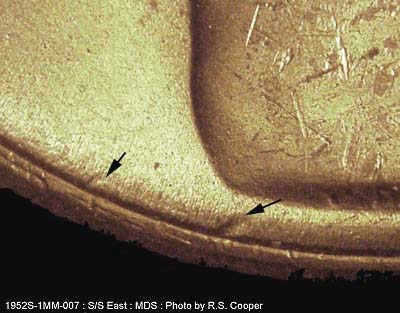 Die-stage B marker on 1952S•1MM•007 (1952 Repunched Mint Mark).