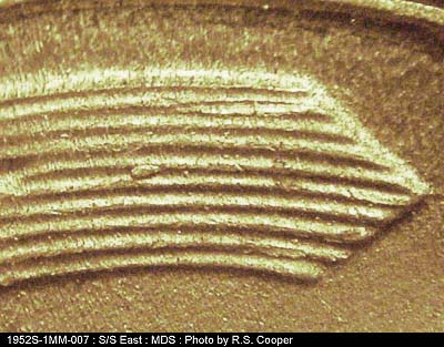Die-stage B marker on 1952S•1MM•007 (1952 Repunched Mint Mark).