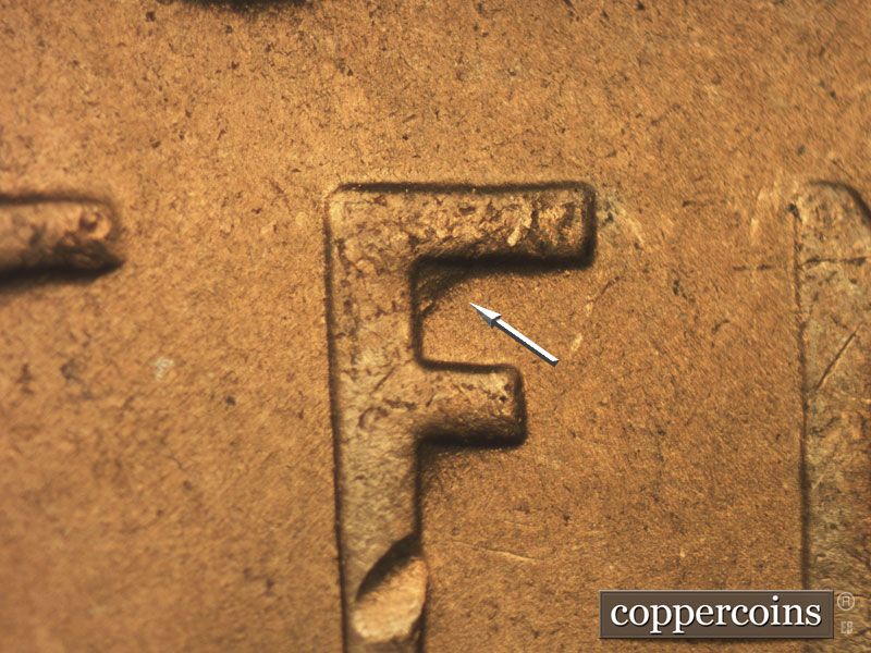 Die-stage B marker on 1952S•1MM•022 (1952 Repunched Mint Mark).