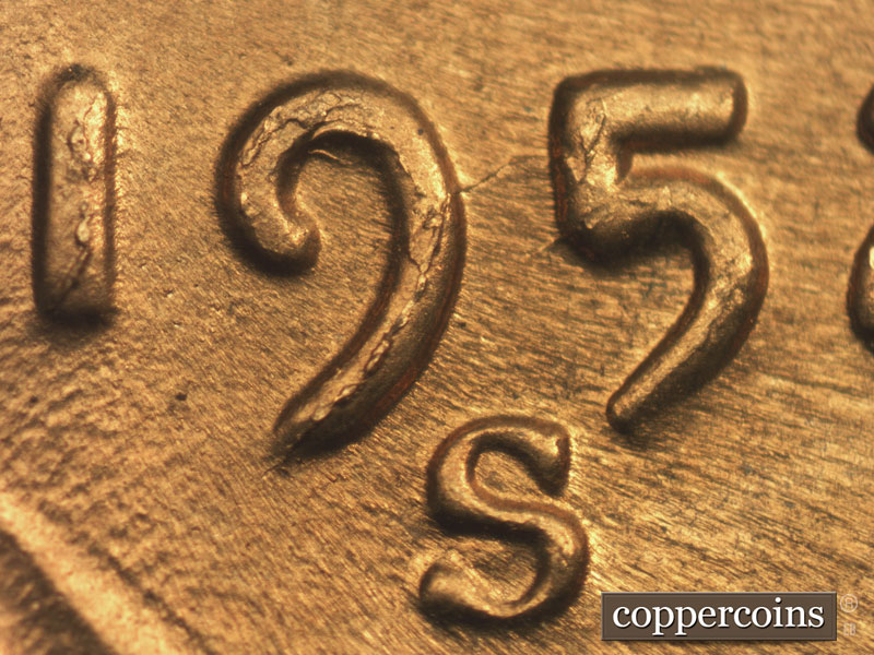 Die-stage C marker on 1952S•1MM•023 (1952 Repunched Mint Mark).