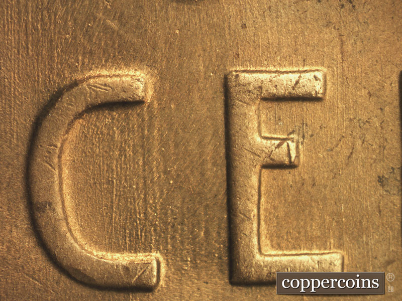 Die-stage C marker on 1952S•1MM•023 (1952 Repunched Mint Mark).