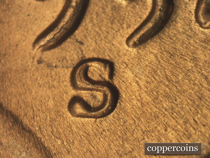 Die-stage C marker on 1952S•1MM•024 (1952 Repunched Mint Mark).