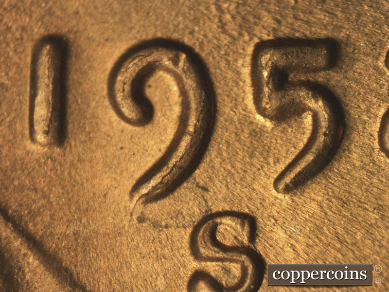 Die-stage C marker on 1952S•1MM•024 (1952 Repunched Mint Mark).