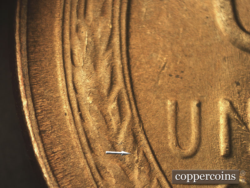 Die-stage C marker on 1952S•1MM•024 (1952 Repunched Mint Mark).