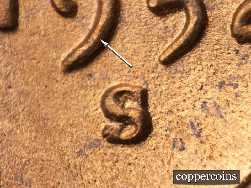 1952 Lincoln cent obverse, CopperCoins die 1952S•1MM•025.