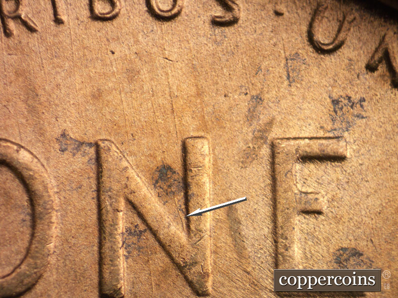 Die-stage B marker on 1952S•1MM•025 (1952 Repunched Mint Mark).