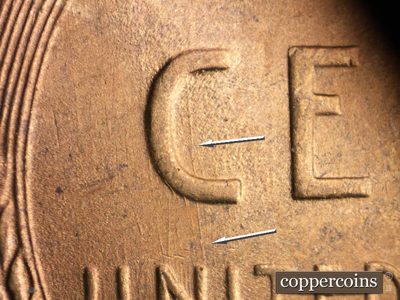 Die-stage B marker on 1952S•1MM•025 (1952 Repunched Mint Mark).