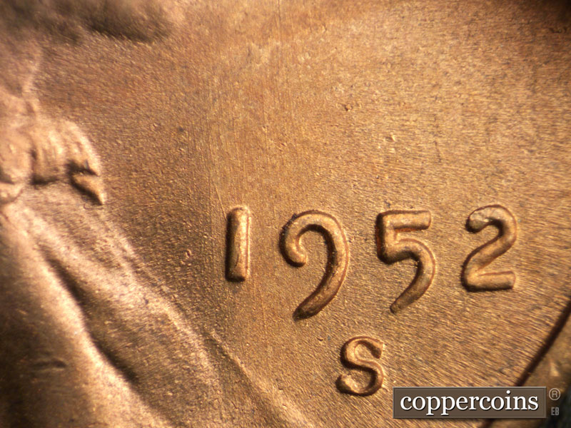 Die-stage B marker on 1952S•1MM•026 (1952 Repunched Mint Mark).
