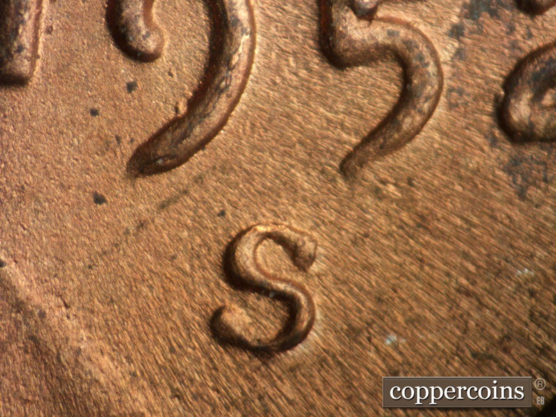 Die-stage C marker on 1952S•1MM•026 (1952 Repunched Mint Mark).