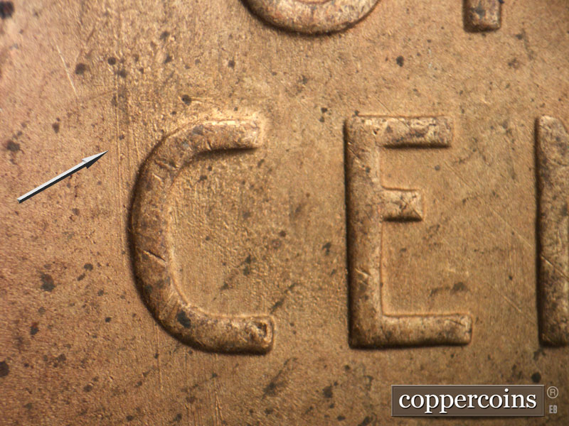 Die-stage C marker on 1952S•1MM•026 (1952 Repunched Mint Mark).