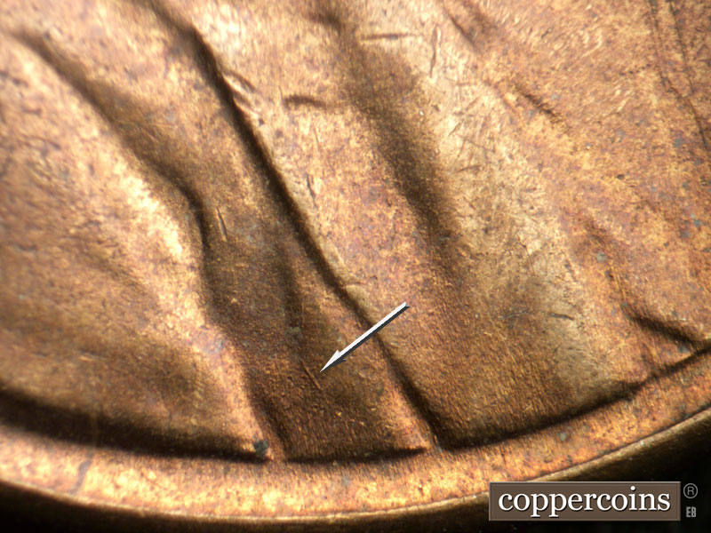 Die-stage B marker on 1952S•1MM•027 (1952 Repunched Mint Mark).